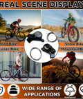 Collage of 3x7 Speed Bike Shifter Set with TX-30 Levers on road, cruiser, snow, and mountain bikes for versatile use.