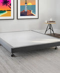 Queen Size 4 Inch Low Profile Bed Foundation Built Tough With Heavy Duty Wooden Slats For Zero Sag Mattress Support in modern room.