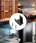 U Shape Floor Guide For Sliding Barn Doors, 4 Pack, Black Finish shown with various door applications