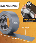 Heavy Duty Waterproof Duct Tape Grey 30 Yards By 2 Inch 10 Roll Pack No Residue Adhesive Flexible And Strong All Weather Easy Tear