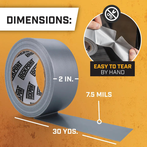 Heavy Duty Waterproof Duct Tape Grey 30 Yards By 2 Inch 10 Roll Pack No Residue Adhesive Flexible And Strong All Weather Easy Tear