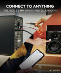 CR3.5 3.5 Inch Creative Reference Powered Studio Monitors with Tone Knob showing TRS, RCA, 3.5 mm inputs and Bluetooth connection