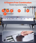 Box And Pan Brake 36 Inch Sheet Metal Bending Tool With 16 Gauge Mild Steel Capacity showing six fingers for precise bends