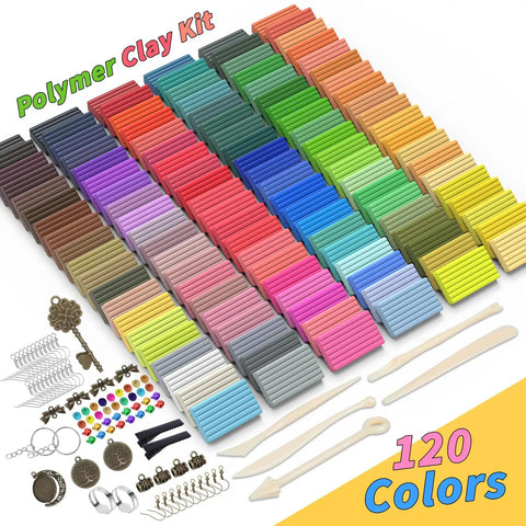 Colorful Polymer Clay Starter Kit With 120 Bright Colors Oven Baked Non Sticky Modeling Clay DIY Jewelry Making Set