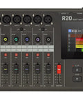 R20 Multi-Track Tabletop Recorder with touchscreen, 16 tracks, 8 simultaneous, 6 XLR inputs, USB audio interface, visible front view