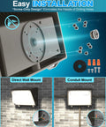 LED Wall Pack Light With Photocell 150W 120W 100W Options, showing easy installation and mounting options