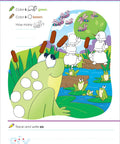 Page with frogs on a lily pad and fly counting activity from Get Ready for Kindergarten Workbook With 256 Pages of Early Learning Activities.