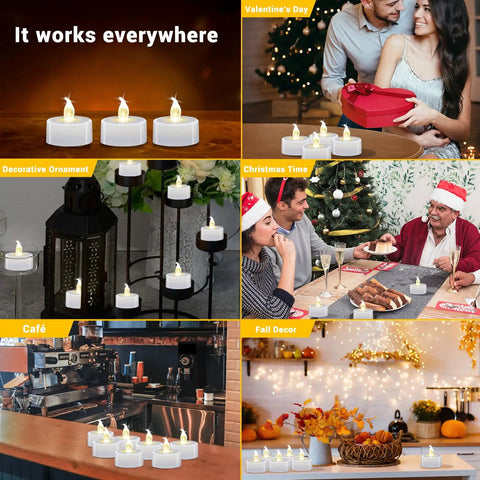 LED Tea Lights With Batteries 24 Pack For Romantic Evenings And Home Decor Long Lasting Flameless Candles on display