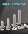 Heavy Duty M5 Screws And Nuts Set 260 Piece Stainless Steel Kit with washers displayed against background
