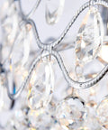 Close-up of Crystal Drum Ceiling Light Chandelier 9 Light Chrome Flush Mount LED Fixture Dimmable Modern Sparkling Crystal