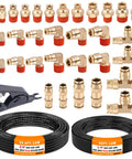 Brass DOT Air Line Fittings Kit with fifty feet of one quarter inch and thirty two point eight feet of three eighth inch air lines