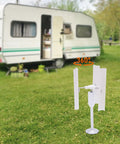 Vertical Wind Turbine Generator Kit 12V 3-Phase Permanent Magnet Generator 3 Blade Windmill Charger in front of RV