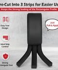 Black Moldable Silicone Putty Pre Cut Strips Non Hardening Gap Sealant For Ductwork And Windows on a gray background, showing pre-cut strips for easy use.