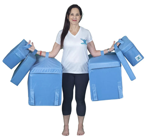 2-Piece Inflatable Posture Blocks Bundle For Portable Posture Therapy Air Pillows Boost Neck Back Support Balance Core Strength And Lower Body Stability During Workouts, blue