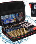 Battery Storage Case With Built In Tester Waterproof Battery Organizer Holds 199 Plus Batteries Including AA AAA C D 9V And Button Cells