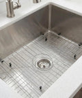 26 Inch Kitchen Sink Bottom Grid And Protector For Handmade Single Bowl Sink With Center Drain Hole, Heavy Duty Stainless Steel Grid.