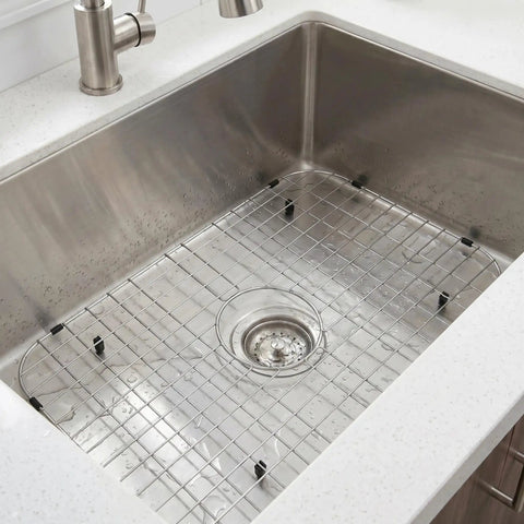 26 Inch Kitchen Sink Bottom Grid And Protector For Handmade Single Bowl Sink With Center Drain Hole, Heavy Duty Stainless Steel Grid.