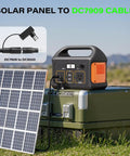 Solar panel connected to power station using Solar Panel Extension Cable MC4 To 8mm DC Connector 6.6 Feet 12AWG Plus 14AWG