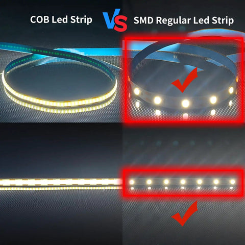 Comparison of COB and SMD LED strips for 5V DIY LED Strip Light Kit For 3D Printer Projects, 5 Meter Flexible Waterproof Cold White LED Strips