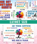 Office Wall Decals Inspirational Quotes Peel And Stick Motivational Stickers For Workspace Boss Vibes Positive Sayings Waterproof Vinyl With Two Sizes 5 Pack Teamwork Motivation Decor, colorful quote and tree design layout size