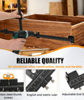 Precision Aluminum Twin Ruler Cabinet Hardware Jig in use with adjustable end stop, demonstrating alignment on a cabinet.