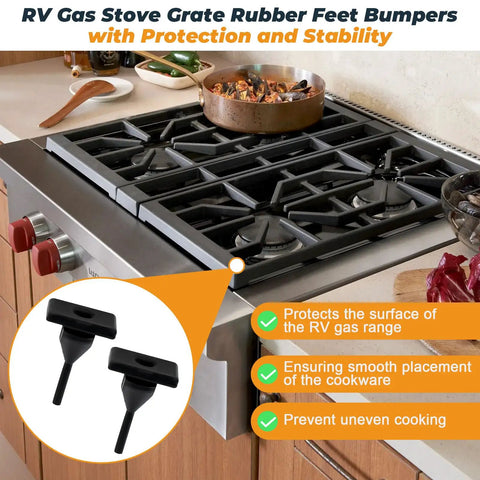 RV Stove Grate Feet Bumpers 20 Pack Heavy-Duty Rubber Feet Replacement for Gas Range Grates and Oven Racks on kitchen stove