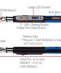 Bit Head Digital Torque Wrench With One Quarter Inch Drive Adapter, Peak Torque Readout On LCD, Compact Calibrated Electronic Torque Tool