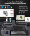 Beast Power 20000mW Laser Engraver And Cutter with 3.5 inch touch screen in operation, displaying engraving software on monitor