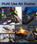 Beast Mode 210000 RPM Electric Air Duster in use for PC, keyboard, car, home cleaning with LED display and 8 gear control.