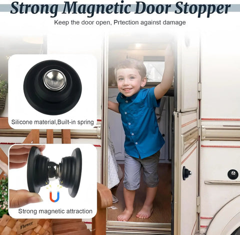 Magnetic Door Catch For RV Camper Caravan Motorhome And Boat, Heavy Duty Door Holder With Dual Fixing Mount, child on RV door