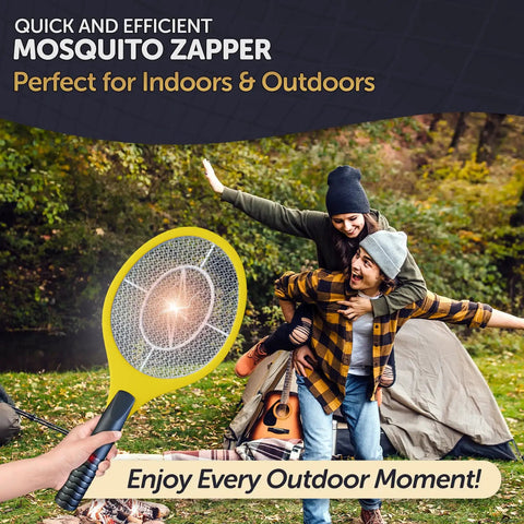 18 Inch Electric Fly Swatter Zapper Racket For Indoor Outdoor Use, Battery Operated Bug Killer with 3000 Volt Zap, tennis style.