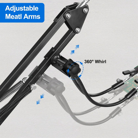 3 In 1 Solder Fume Extractor With 26 Inch Adjustable Arm showing 360-degree rotation flexibility