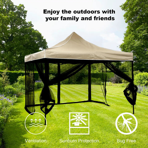 12x12 Gazebo Mosquito Netting Universal Replacement Four Panel Mesh Screen Walls With Double Zippers for outdoor canopy