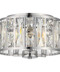 12 Inch Semi Flush Mount Crystal Ceiling Light With Matte Black Finish, 3 Light Modern Chandelier Fixture, K9 Crystal Sparkle