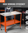 Rugged 36 By 18 Inches Welding Table On Wheels With 1200 Pound Load Capacity Portable Metal Workbench With Locking Brakes