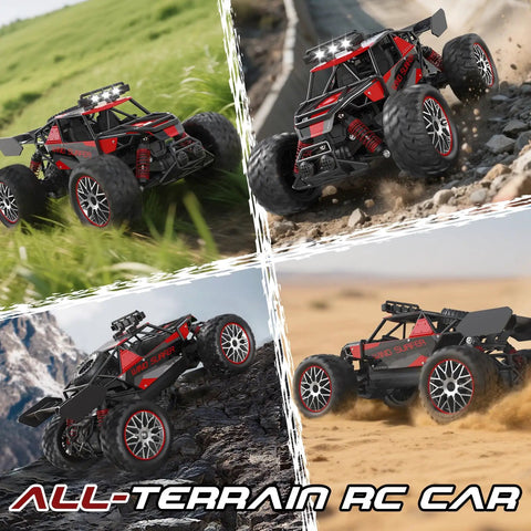 High Speed 30 KMH All Terrain RC Car 1 14 Scale Remote Control Truck With 2.4GHz Radio Dope Dual Rechargeable Batteries on varied terrain