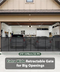 Extra Wide Retractable Baby Gate Delivering Rock Solid Safety For Mega Garages Wide Driveways And Big Patios in matte black.