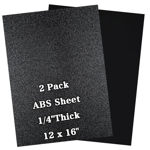 2 Pack ABS Plastic Sheet 12 By 16 Inch One Quarter Inch Thick Black Rigid Moldable Thermoplastic Board For Crafts DIY Projects
