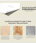 Peel And Stick 12x12 Vinyl Floor Tiles 20 Pack With Mosaic Slate Pattern for easy DIY on wood, vinyl, and concrete floors