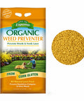 Espoma organic corn gluten weed preventer bag and granules, prevents weeds and feeds lawn.