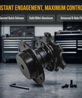 Universal Quick Release Steering Wheel Hub Adapter Kit With Anti Theft Six Bolt Boss Plate And Raised Spacers For Your Daily Whip And Weekend Builds In Matte Satin Black Finish, solid aluminum hub close-up.