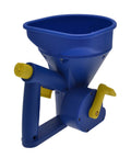 Spyker HHS100 Handheld Spreader For Lawn Care And Yard Work, 5 Lb Capacity, blue funnel design with yellow ergonomic handle