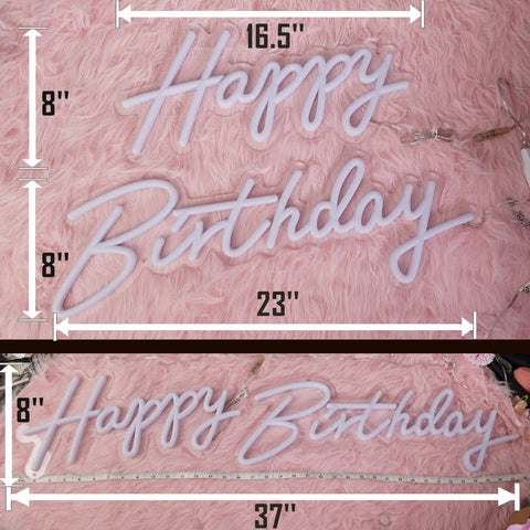 Happy Birthday Neon Sign Wall Decor LED Light With Dimmable Switch, Dope Large 23x16 Inch Backdrop Gift