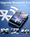 Close-up of 128GB Bluetooth 5.4 MP3 Player With 2.4 Inch Touch Screen Portable HiFi Lossless Sound displaying music interface.