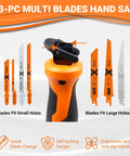 13 Piece Multi Purpose Hand Saw Set With Ergonomic Handle And 12 Assorted Blades For Wood Metal Drywall Plastic And Pruning