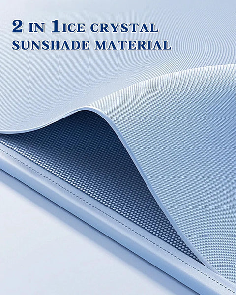Tesla Model 3 white sunshade roof material with ice-crystal perforated mesh for heat and UV protection