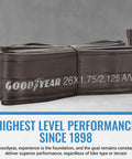 Durable 26 Inch Bike Inner Tube With Butyl Rubber And Schrader Valve rolled and labeled Goodyear for quick inflation and reliability