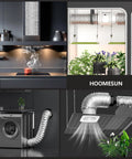 Heavy Duty Dryer Vent Hose 4 Inch Diameter 8 Foot Length Flexible Exhaust Ducting installed in kitchen and laundry room setups.