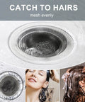 Top view of 2Pcs Heavy Duty Stainless Steel Slop Basket Filter Trap Set 2.75 Inch Top as hair catcher in shower drain.