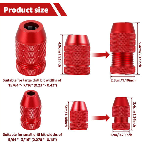 Heavy Duty Two Piece Adjustable Drill Bit Depth Stop Collar Kit Machined From Solid Aluminum Alloy size comparison for large and small bits